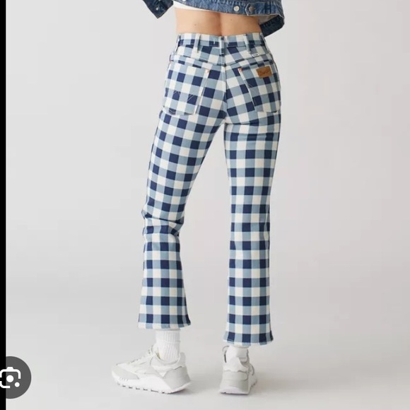 Wrangler Wrock Gingham Jeans 672 High Rise Kick Flare 27 NWT checkered - Picture 7 of 8